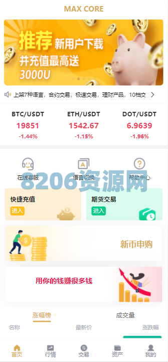 【商业资源】MAX CORE七语言交易所源码/质押挖矿/申购/K线完美/控制完美/带搭建教程+计划脚本