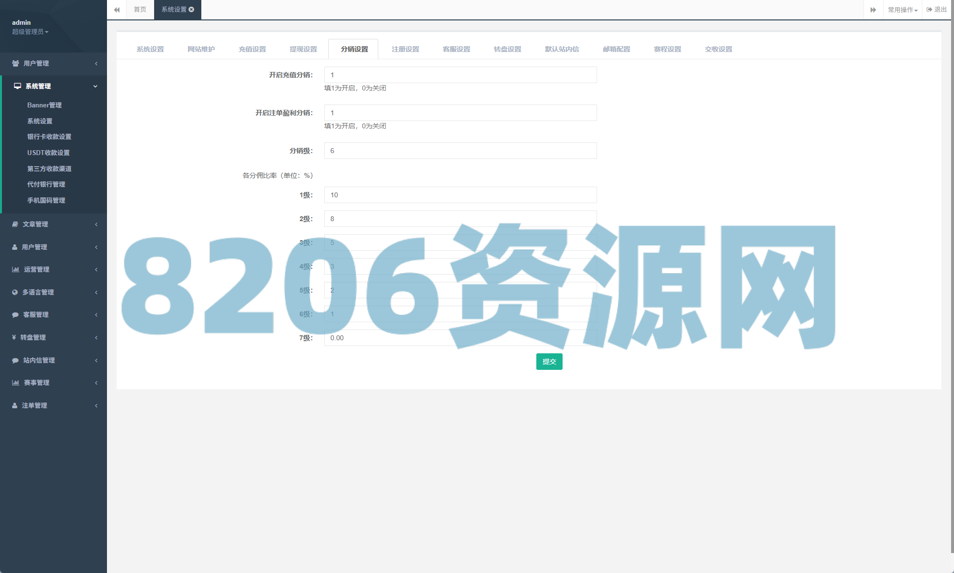 PC自适应反波胆系统/球盘源码/多级分销/充值返点